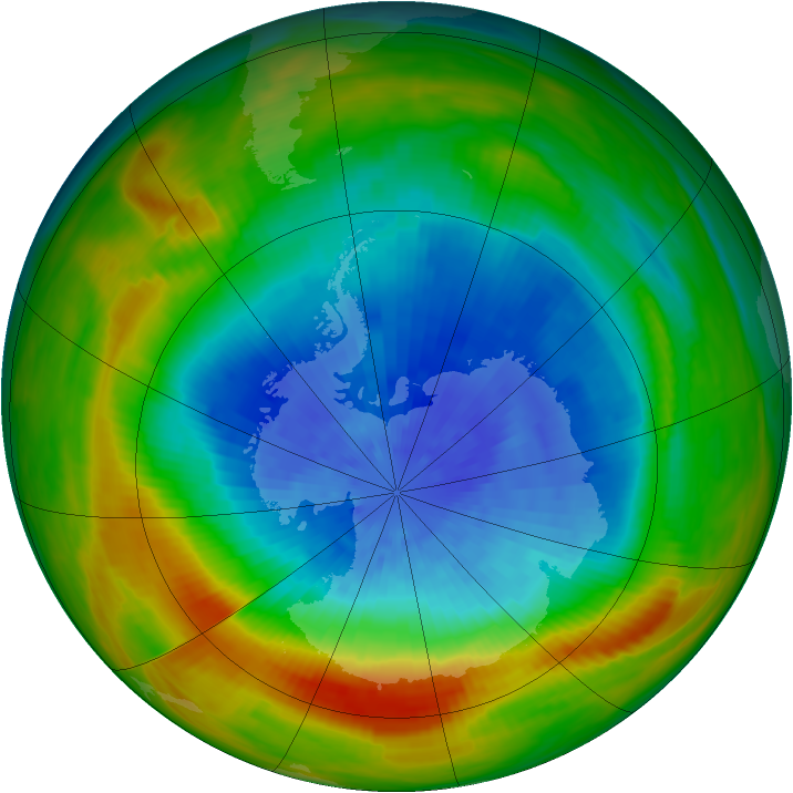 Antarctic ozone map for 27 September 1982